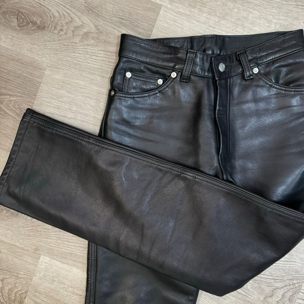 Biker Pants - Leather‎ - Made in USA - Size 7/8